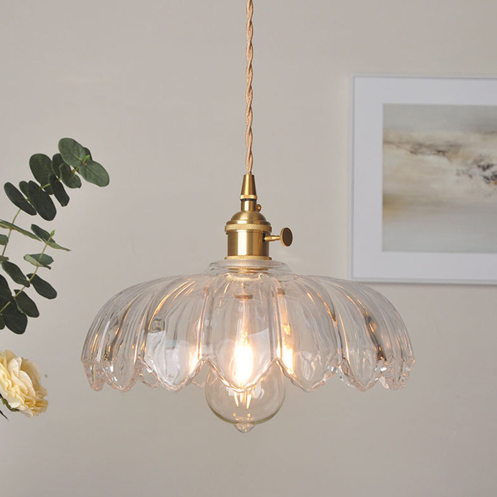 Vintage Flower Pendant Lamp | colored Glass Hanging Light