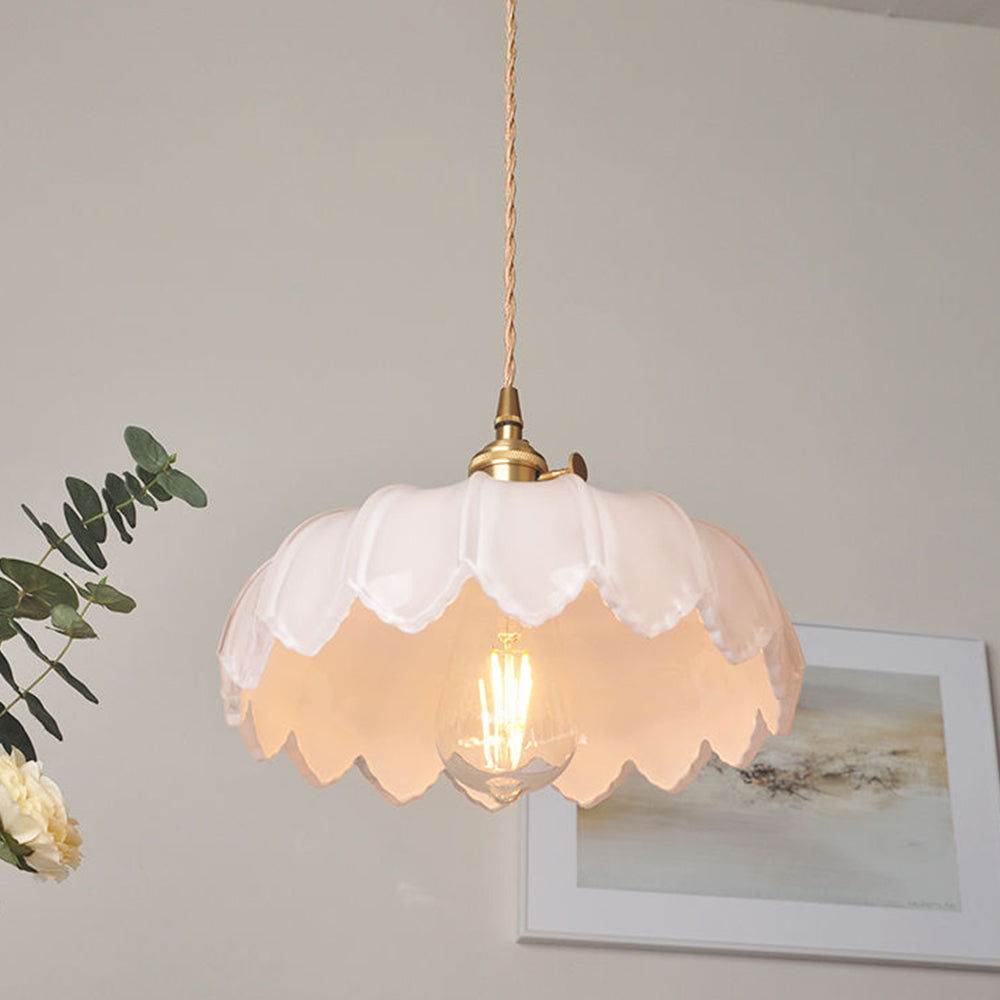 Vintage Flower Pendant Lamp | colored Glass Hanging Light