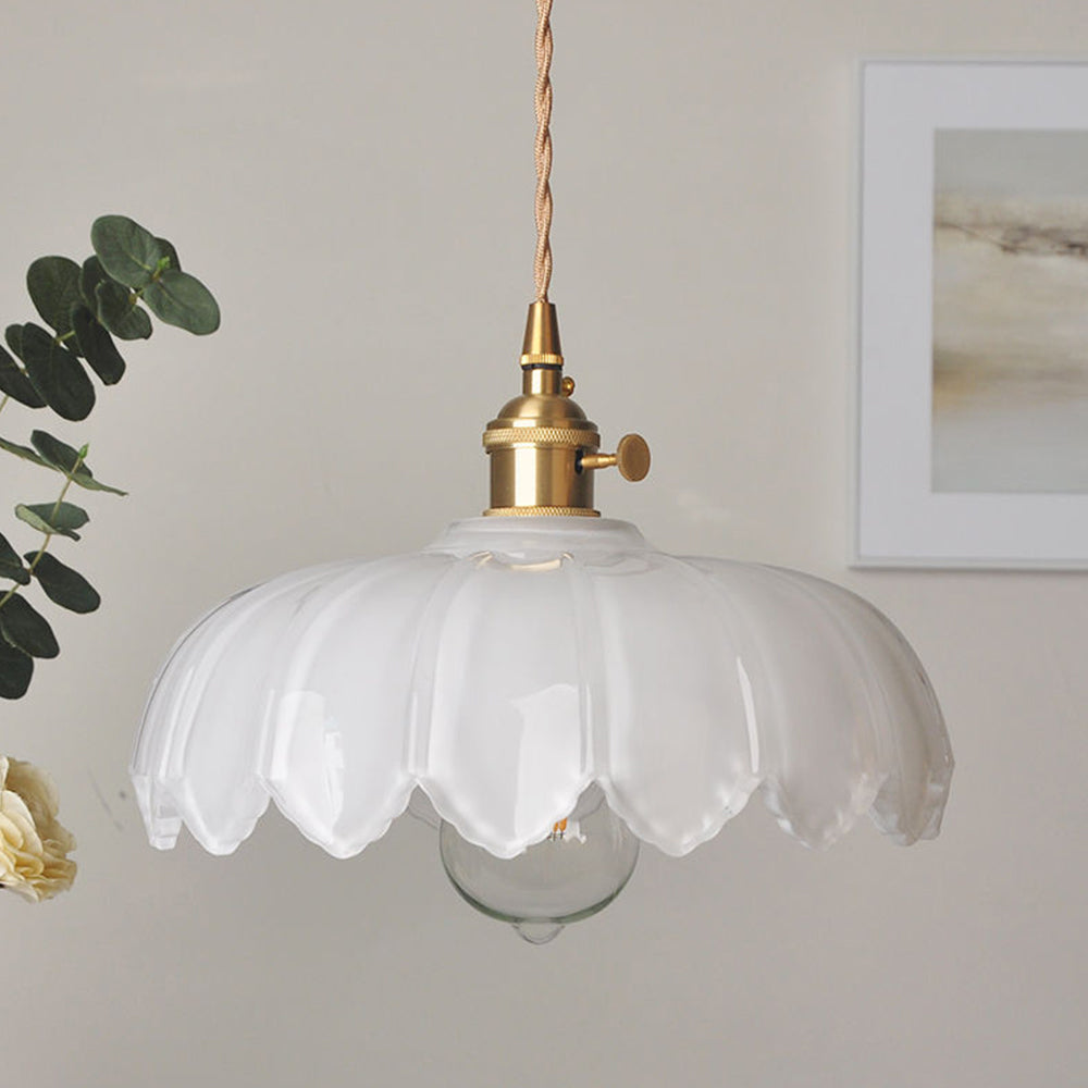 Vintage Flower Pendant Lamp | colored Glass Hanging Light