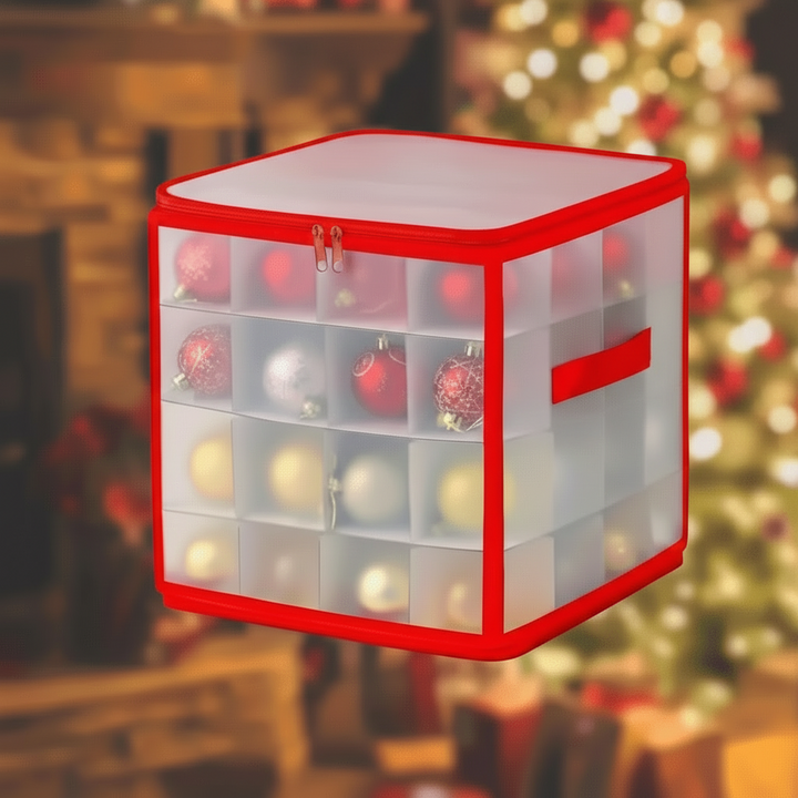 Ornament Storage Box Clear Plastic Christmas Decoration Organizer