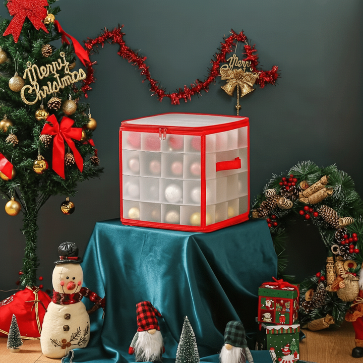 Ornament Storage Box Clear Plastic Christmas Decoration Organizer