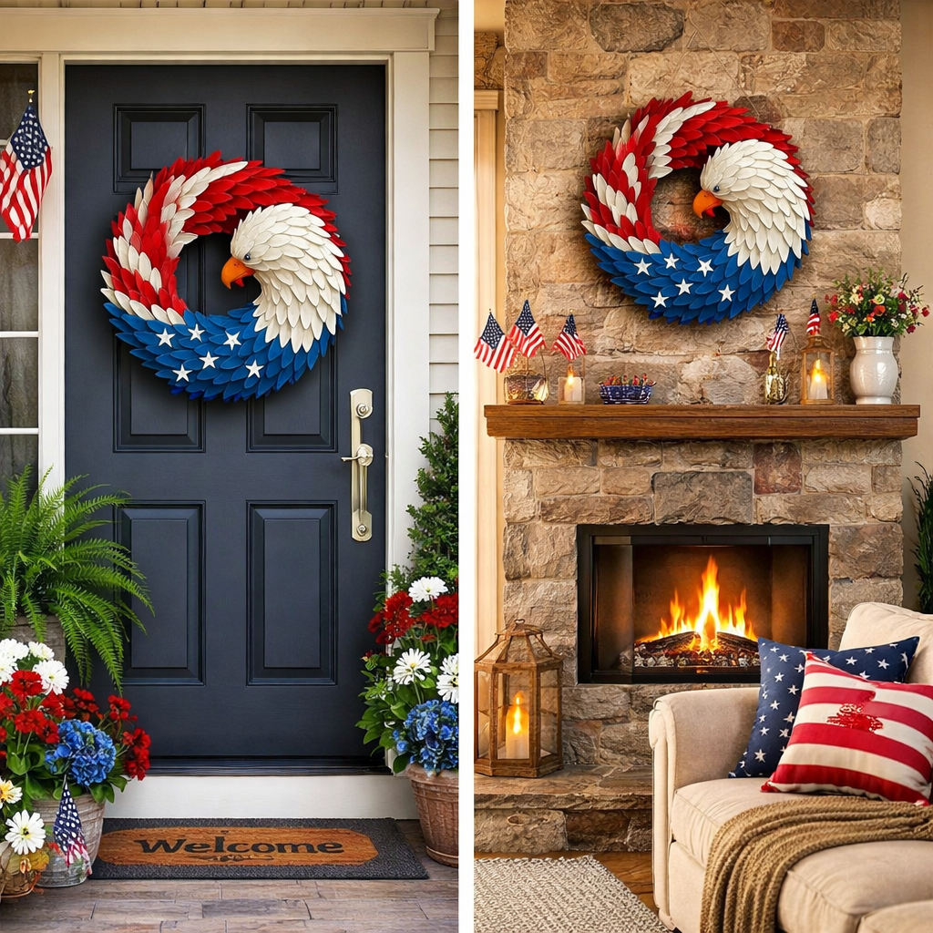 Wall Art Veterans Eagle Wreath Boxwood Memorial Wall Display