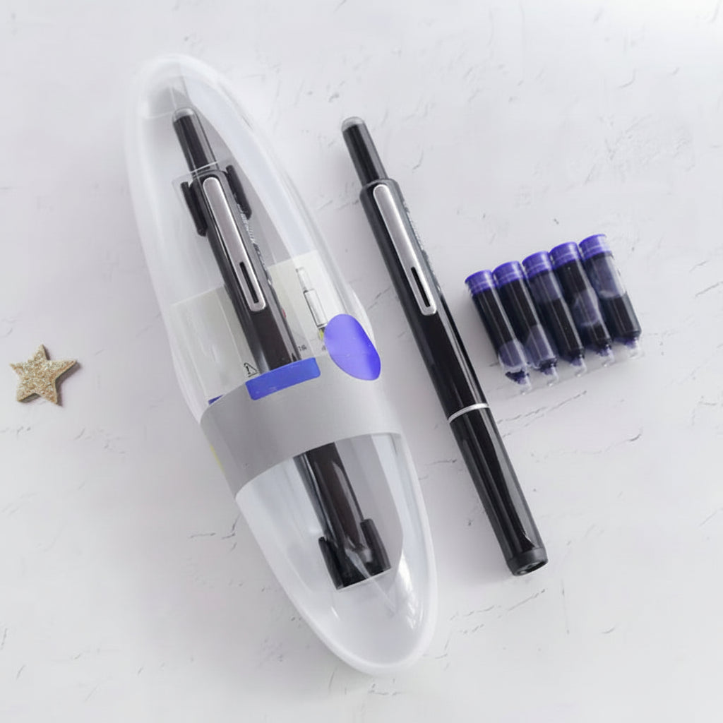 Fountain Pen Retractable Stainless Steel Refillable Writing Pen