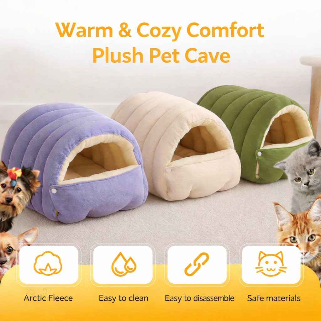 Pet Bed Cat Cave Soft Plush Warm Indoor Sleeping House