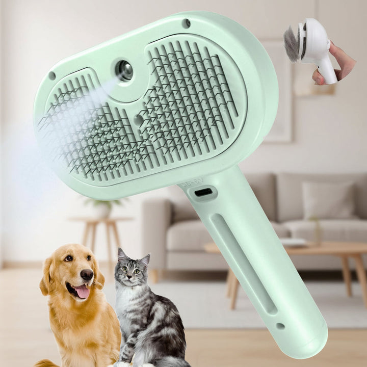 Pet Grooming Brush Self Cleaning Silicone Massage Spray Comb
