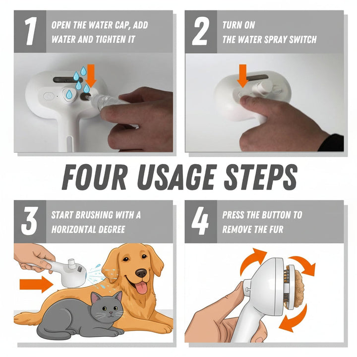 Pet Grooming Brush Self Cleaning Silicone Massage Spray Comb