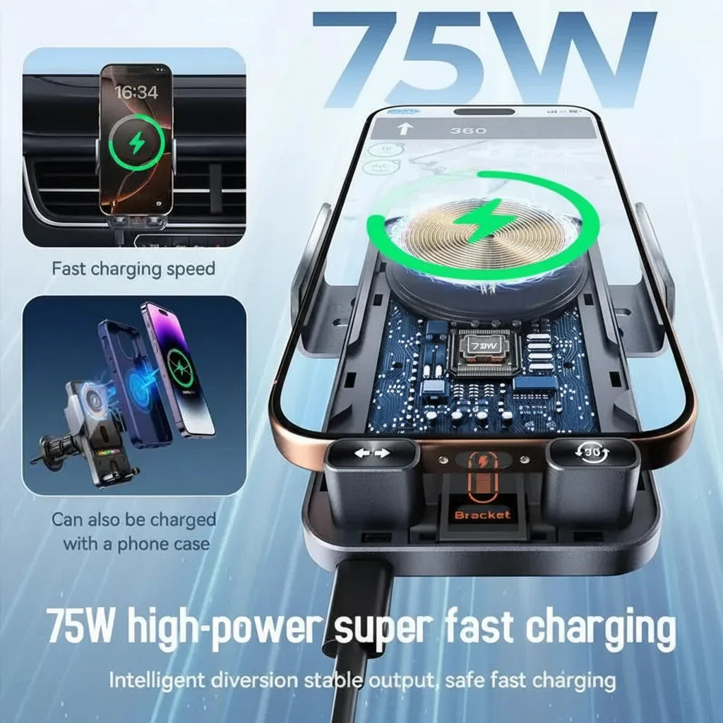 Phone Holder Wireless Charging Car Mount Auto Clamp Vent