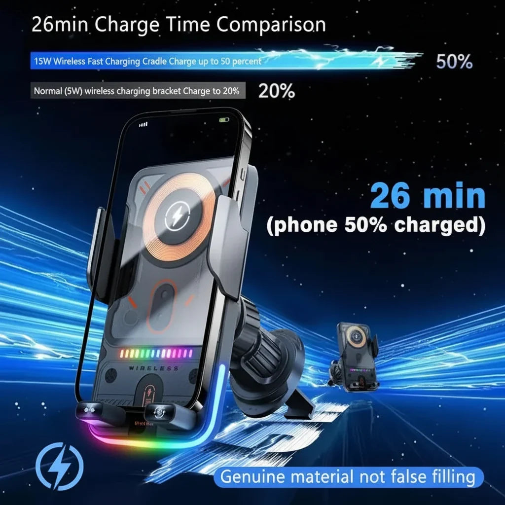 Phone Holder Wireless Charging Car Mount Auto Clamp Vent