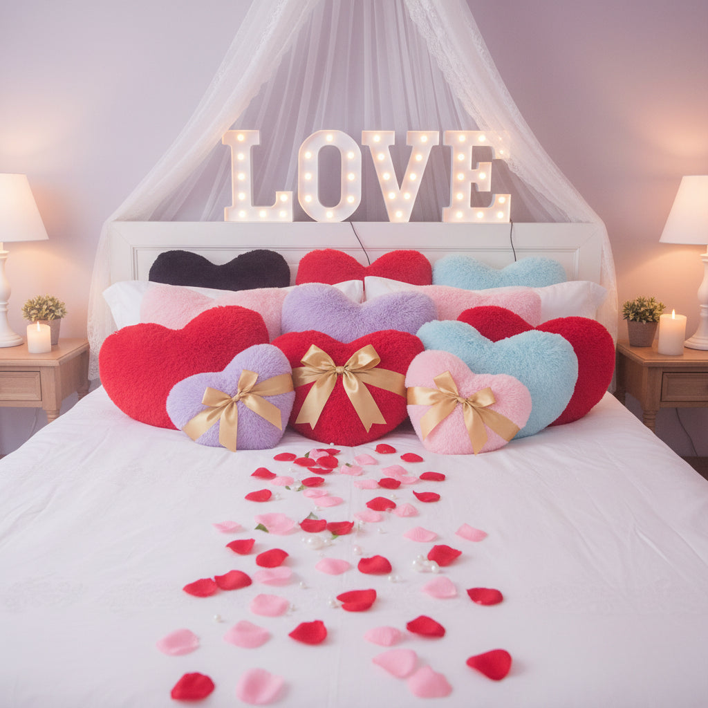 Throw Pillow Heart Shaped Plush Decorative Sofa Cushion