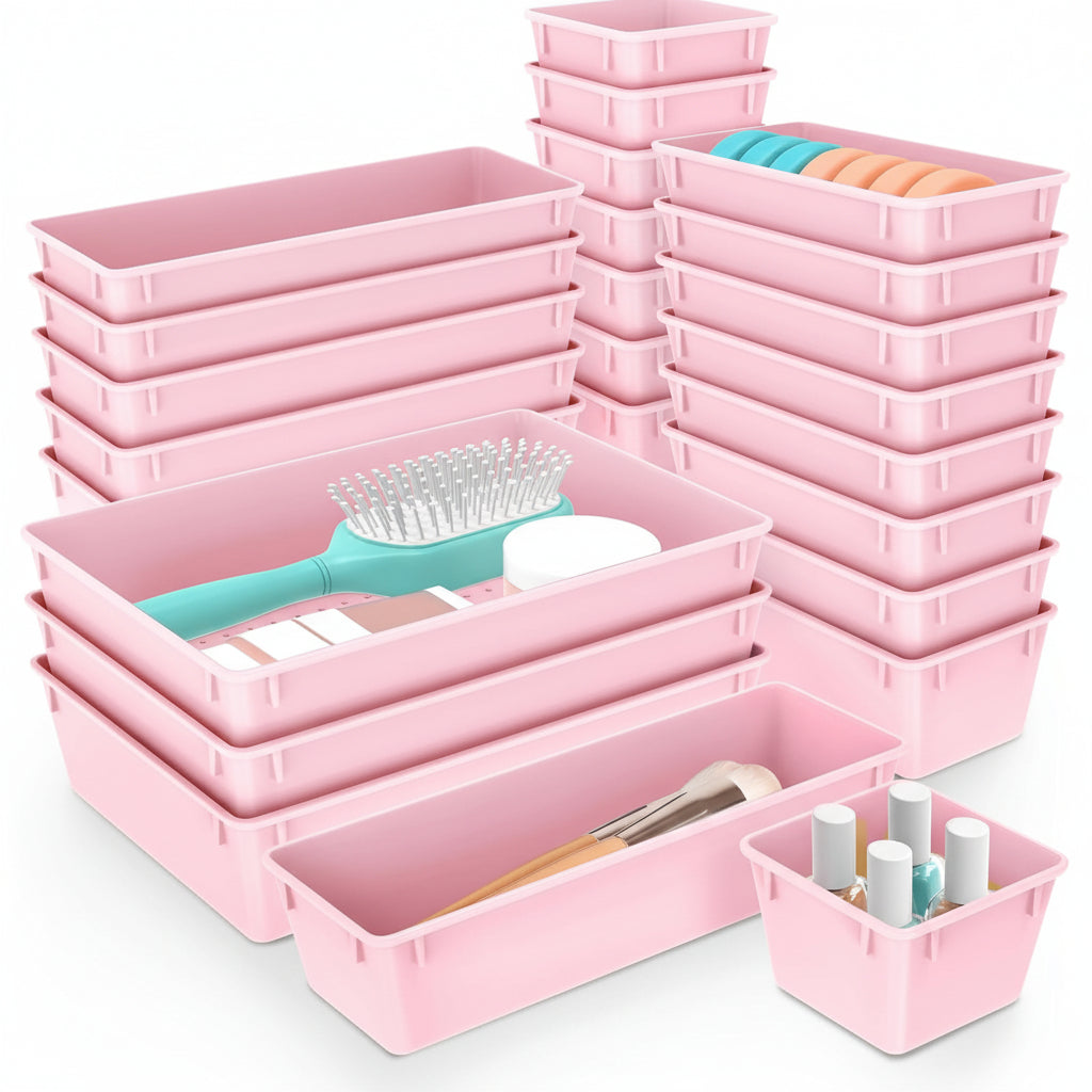 Drawer Organizer Plastic Storage Trays Set Kitchen Office Bathroom