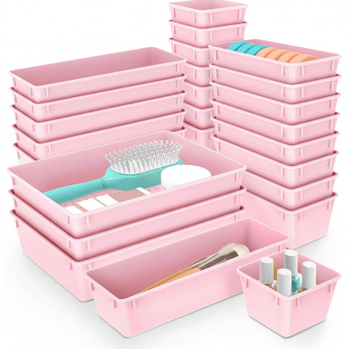 Drawer Organizer Plastic Storage Trays Set Kitchen Office Bathroom