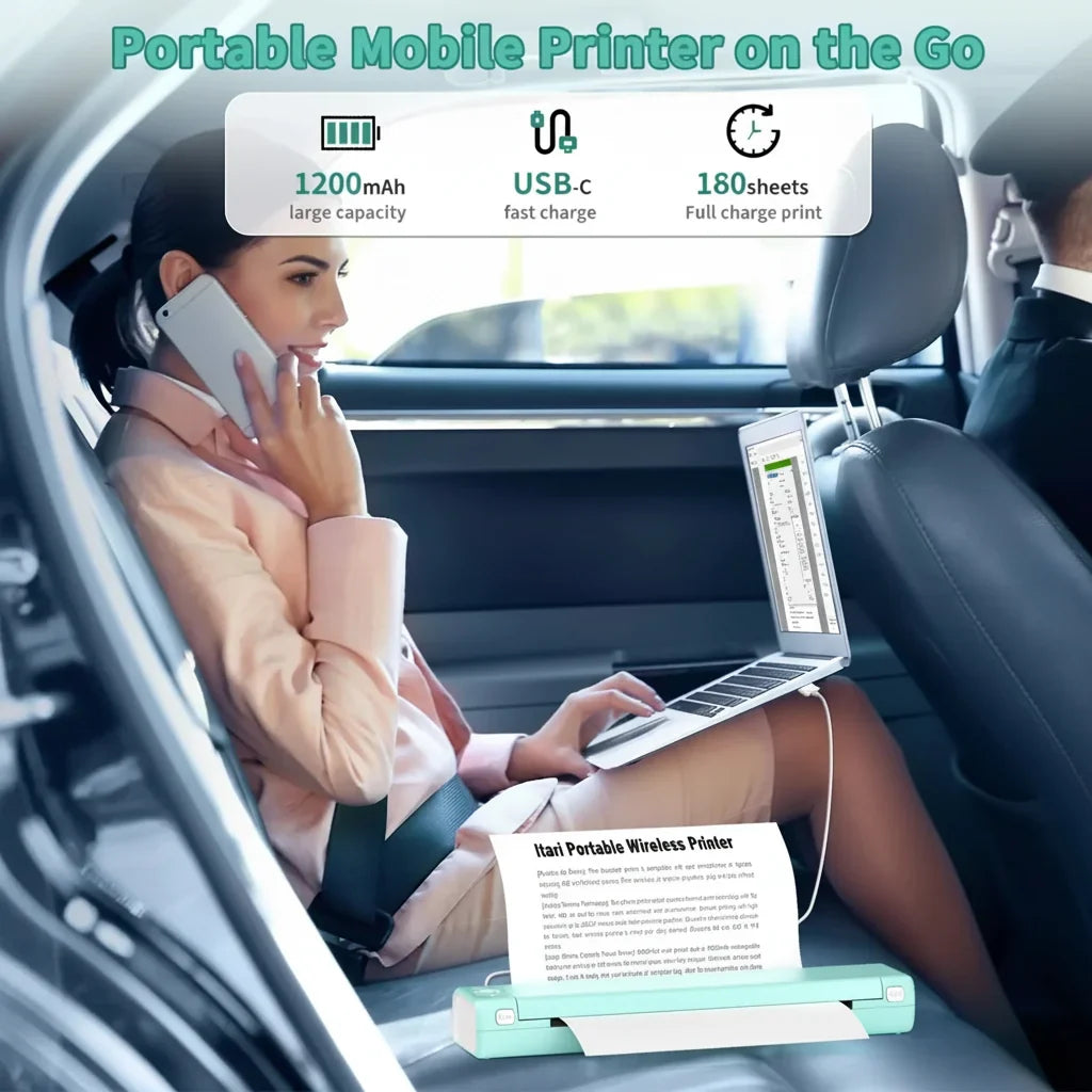 Portable Thermal Printer Wireless Bluetooth Compact Paper Printer