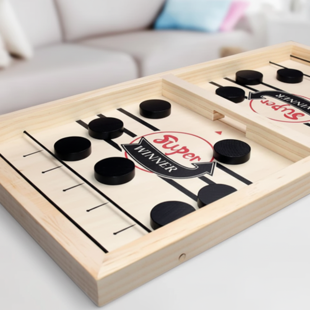 Board Game Wooden Fast Sling Puck Game Family Travel
