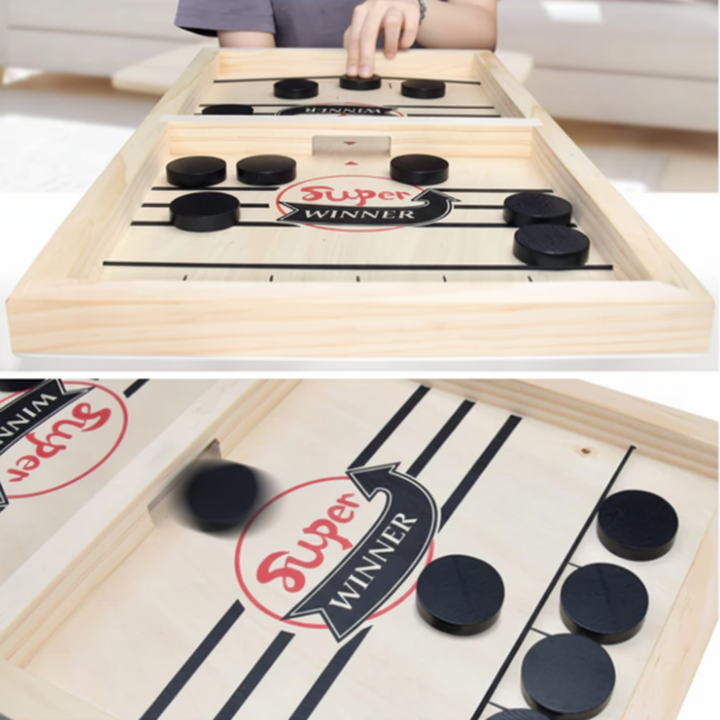 Board Game Wooden Fast Sling Puck Game Family Travel