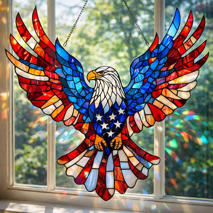 Wall Art Patriotic Eagle Stained Glass Suncatcher