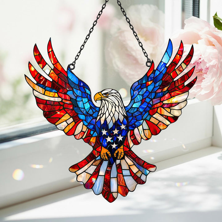 Wall Art Patriotic Eagle Stained Glass Suncatcher