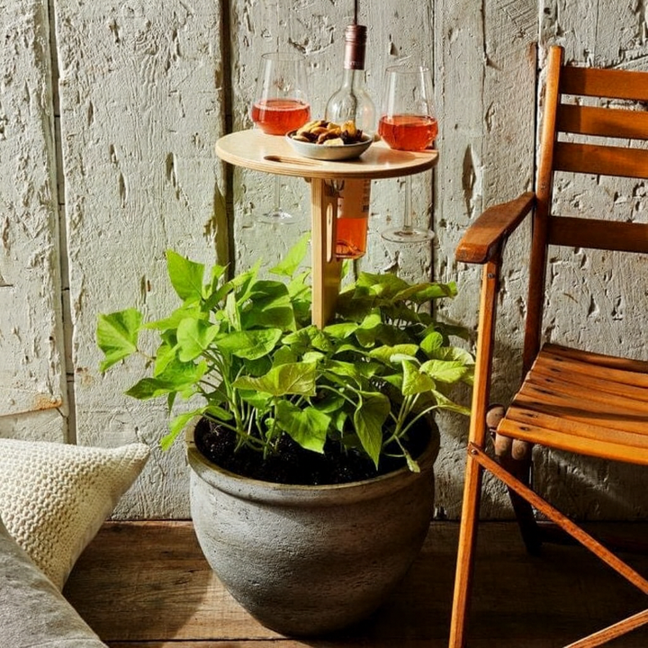 Picnic Table Wine Holder Outdoor Spike Stand Snack Surface