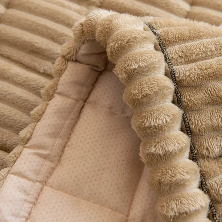 Plush Couch Cover Pleated Edges Sofa Protection Comfort
