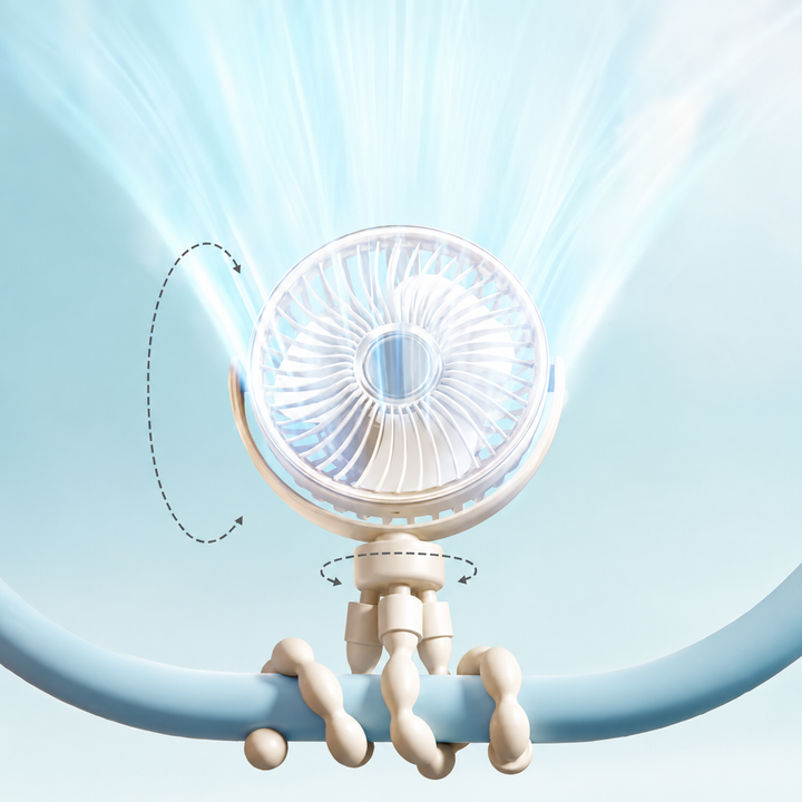 Portable Battery Operated Clip-On Fan Adjustable Foldable