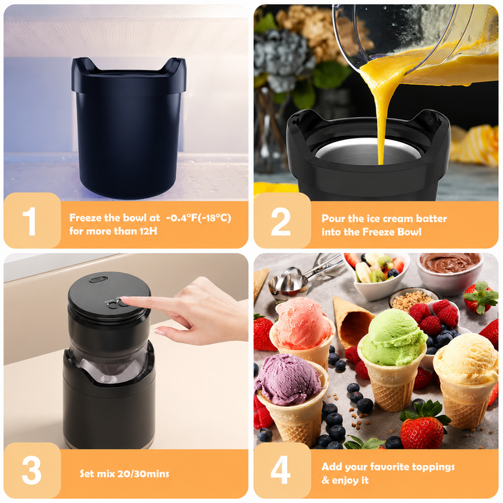 Portable Ice Cream Maker Frozen Yogurt Machine Compact Easy