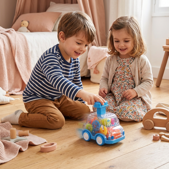 Gear Mechanism Push Go Toy Cars Kids colorful Educational