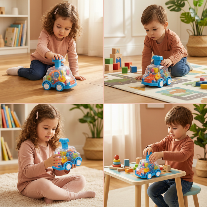 Gear Mechanism Push Go Toy Cars Kids colorful Educational