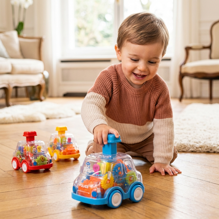 Gear Mechanism Push Go Toy Cars Kids colorful Educational
