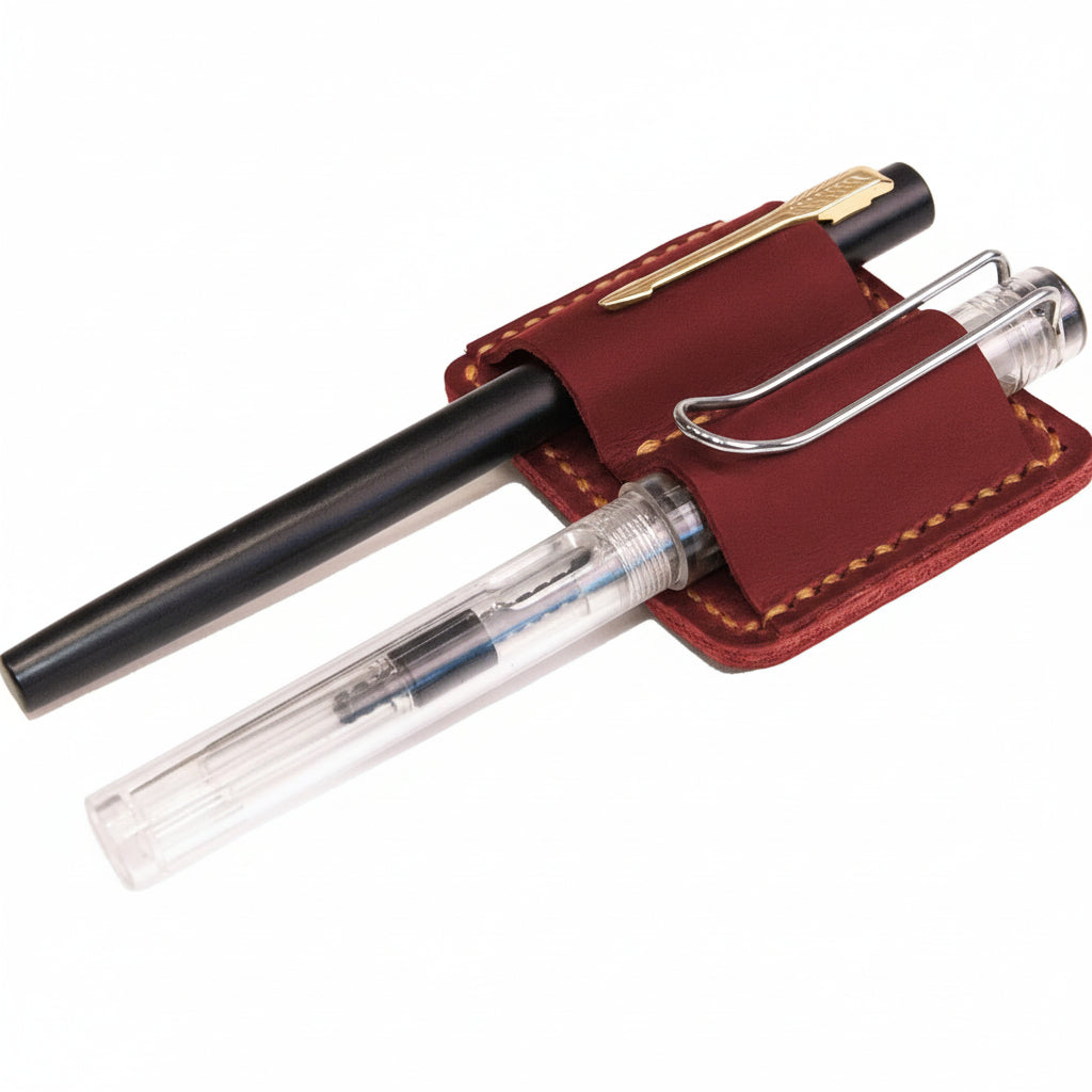 Pen Holder Leather Journal Clip Hand Stitched Full Grain Accessory