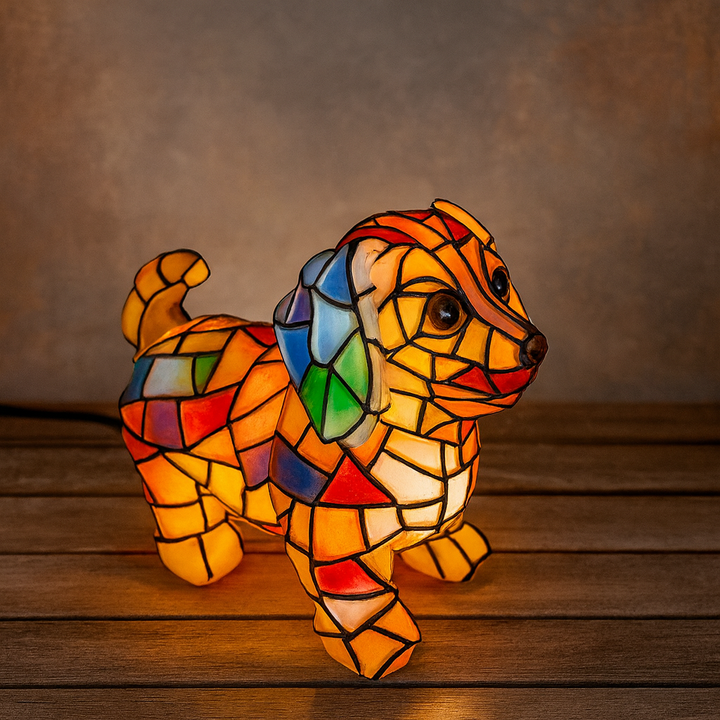 Table Lamp Resin Dog Figurine Decorative Accent Light