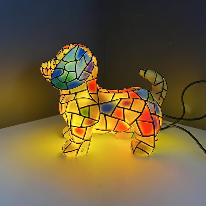 Table Lamp Resin Dog Figurine Decorative Accent Light