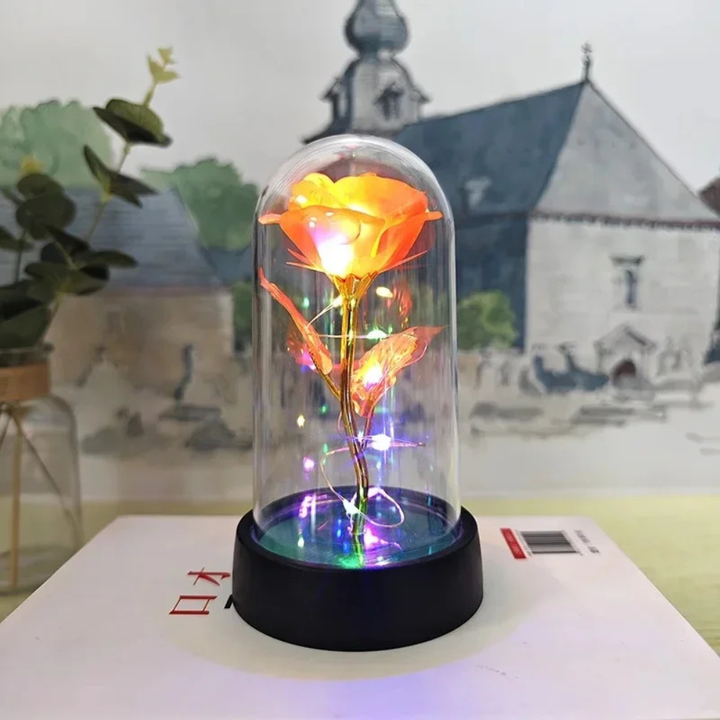 Table Lamp LED Rose Glass Dome Romantic Decorative Light
