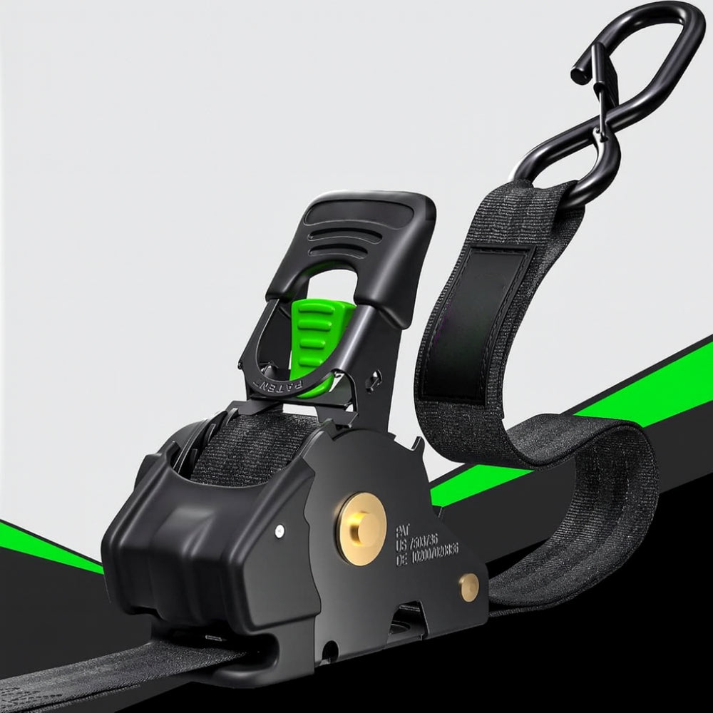 Ratchet Straps Cargo Retractable Tie Down Heavy Duty Hook Set