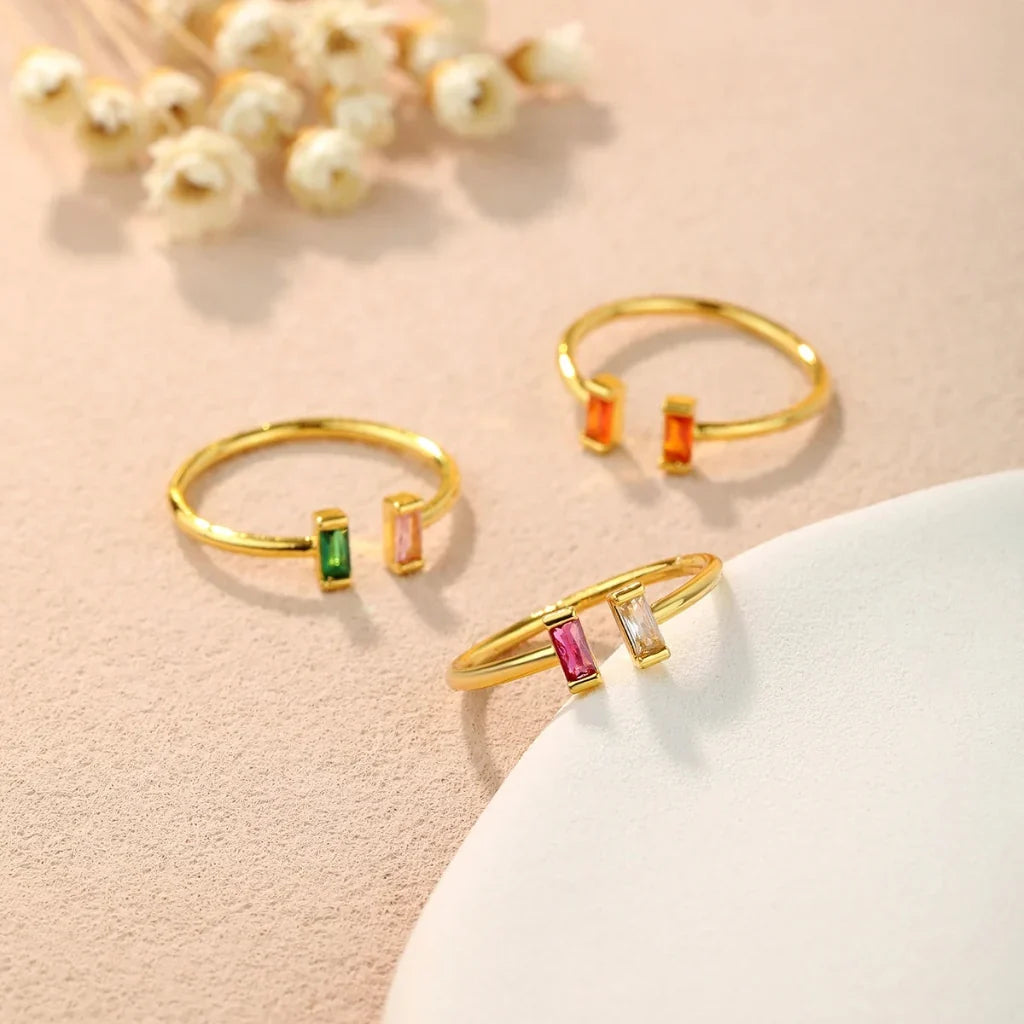 Ring Birthstone Adjustable Gold Cubic Zirconia Mothers Day Gift