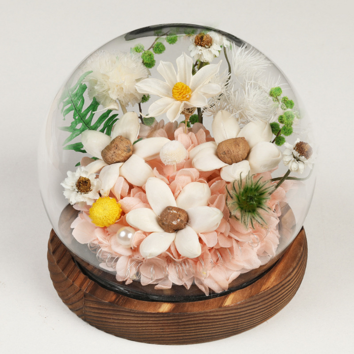 Rose Mothers Day Gift Preserved Flower Dome LED Table Decoration