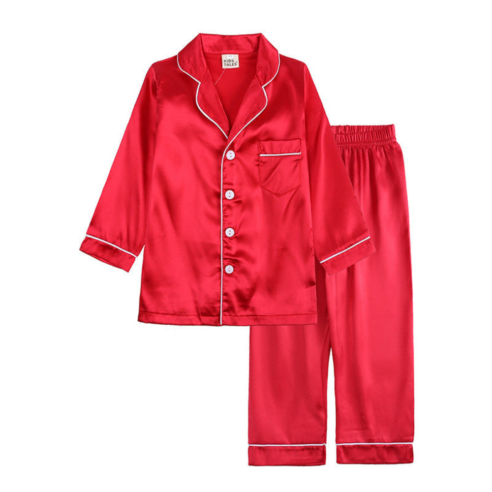 Kids Pajama Set Button Top Pants Sleepwear