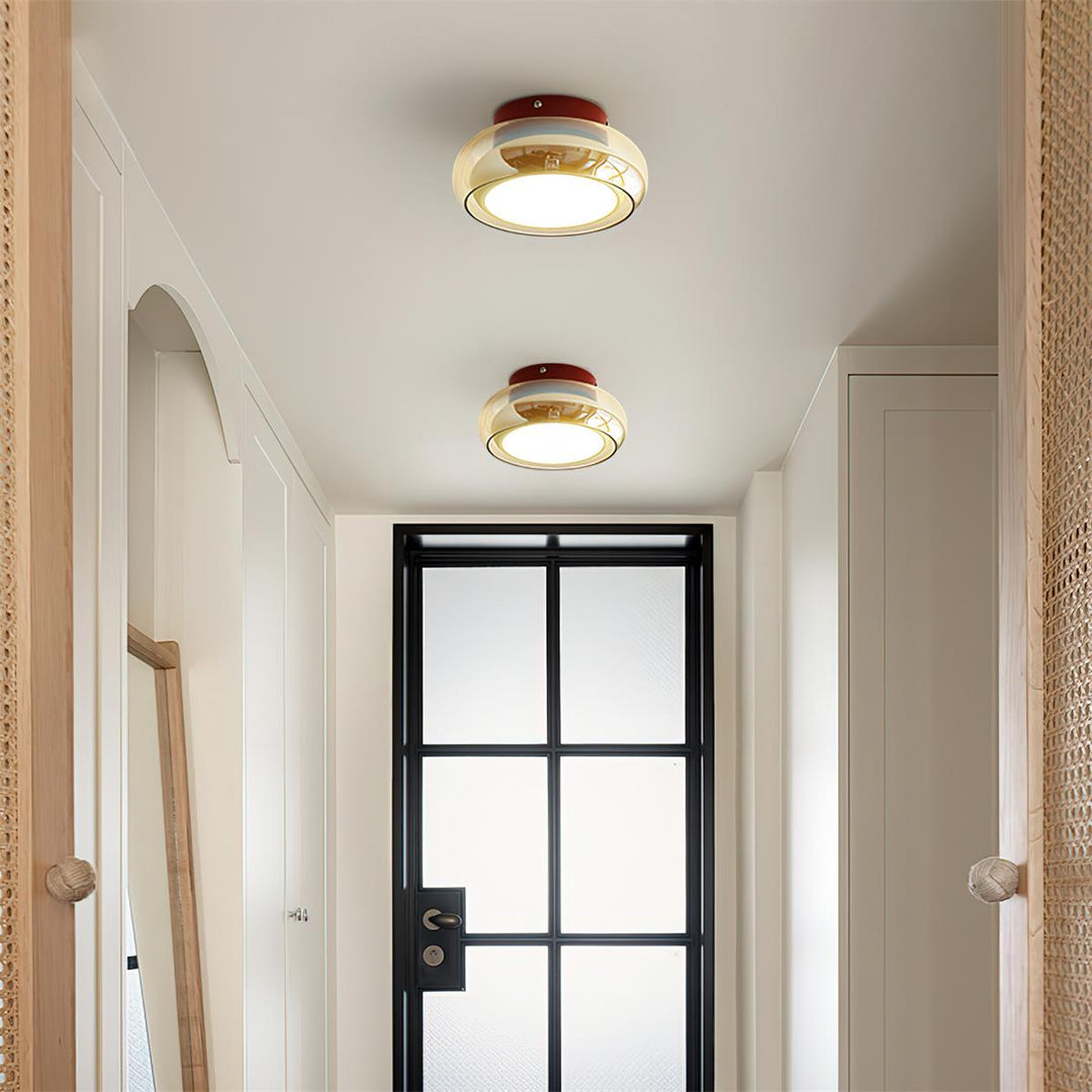 June Retro Glass Flush Mount Ceiling Light | LED Indoor Lamp