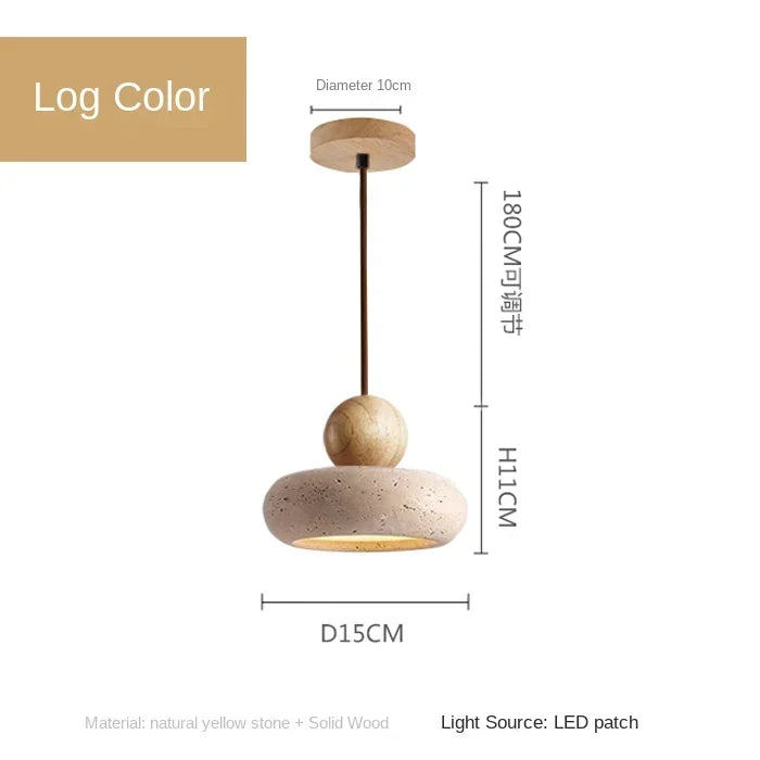 Natural Stone &amp; Wood Pendant Light | Vintage Minimalist Pendant