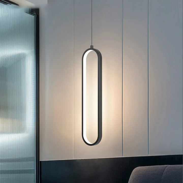 Modern Minimalist LED Pendant Light | Gold &amp; Black Hanging Lamp for Bedroom, Dining &amp; Living Spaces