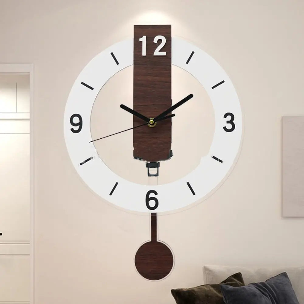 Minimalist Pendulum Wall Clock | Modern Acrylic &amp; Wood Design