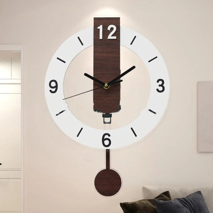 Minimalist Pendulum Wall Clock | Modern Acrylic &amp; Wood Design