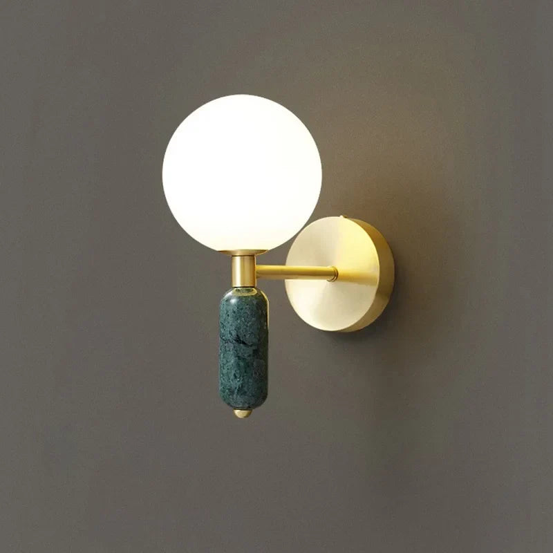 Marble &amp; Glass Wall Lamp | Gold Finish Modern Sconce