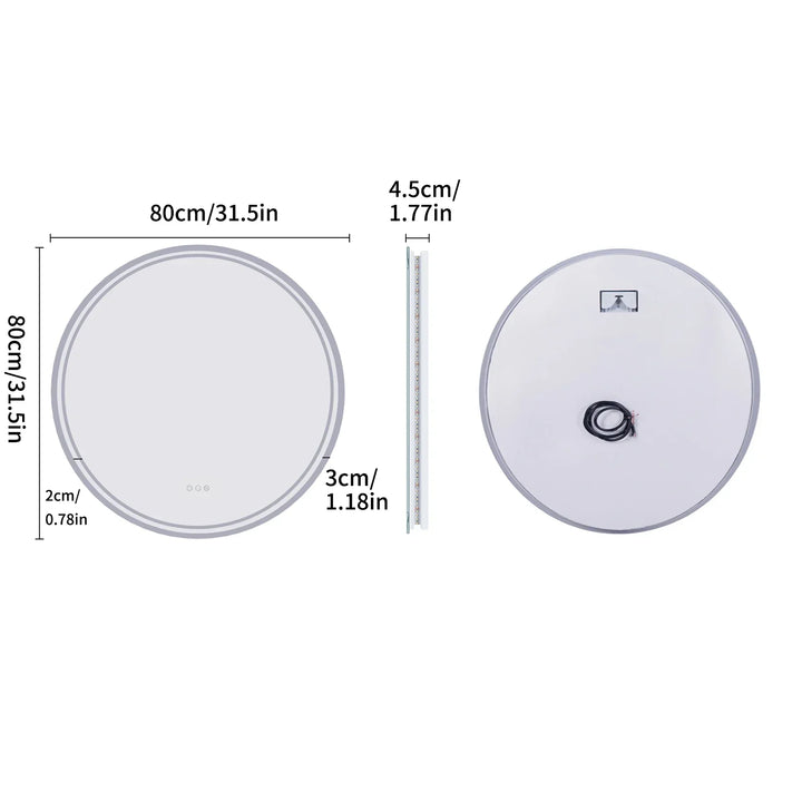 LuvoRound | Round LED Bathroom Mirror | Anti-Fog &amp; Dimmable Touch Screen