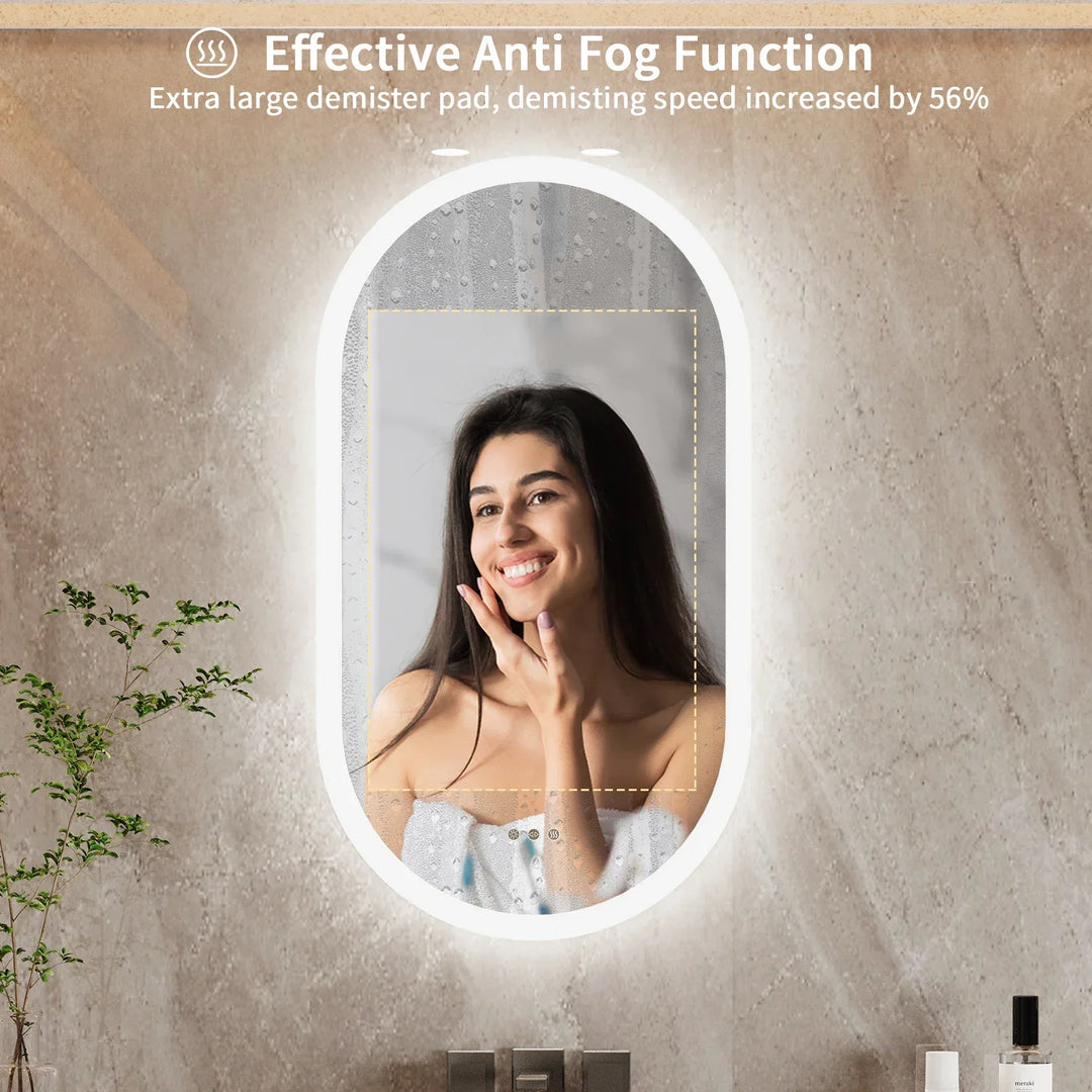 LumoOval | Oval LED Bathroom Mirror | Anti-Fog &amp; Dimmable Backlit Design