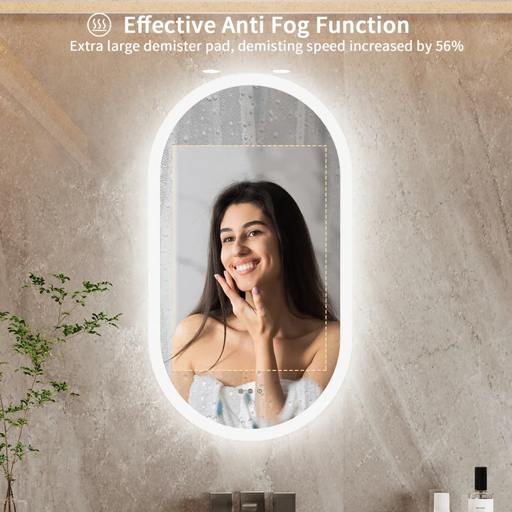 LumoOval | Oval LED Bathroom Mirror | Anti-Fog &amp; Dimmable Backlit Design