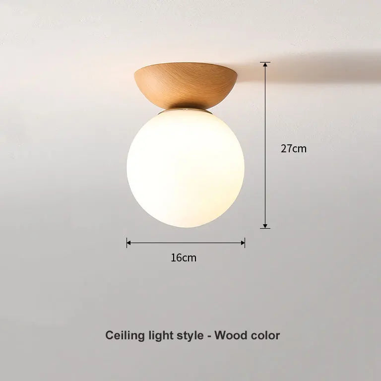 Modern Nordic Glass Ball Ceiling &amp; Pendant Light | Wood Finish