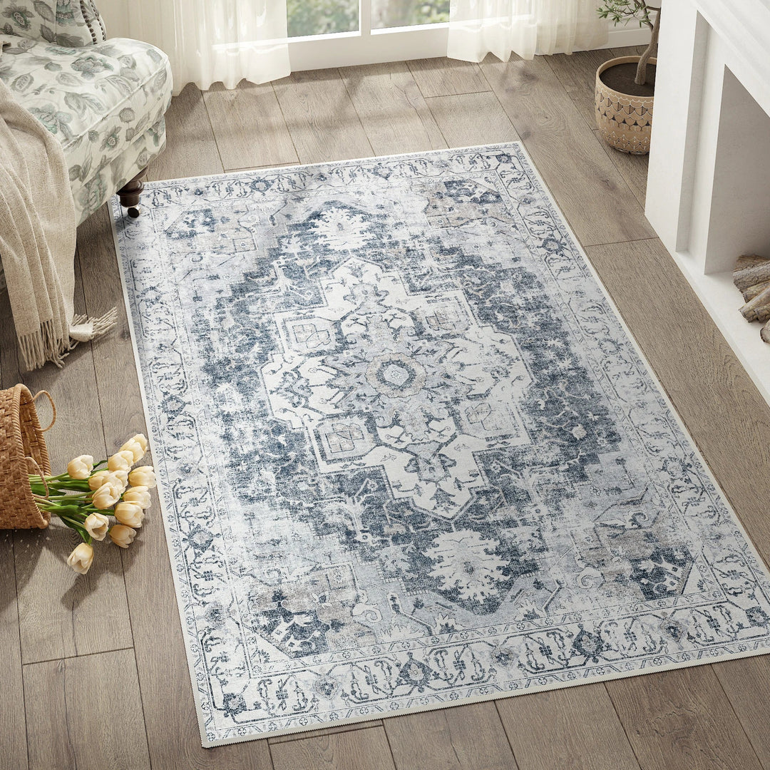 Heritage Medallion Rug | Foldable Non-Slip Oriental Style Carpet