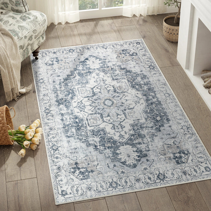 Heritage Medallion Rug | Foldable Non-Slip Oriental Style Carpet
