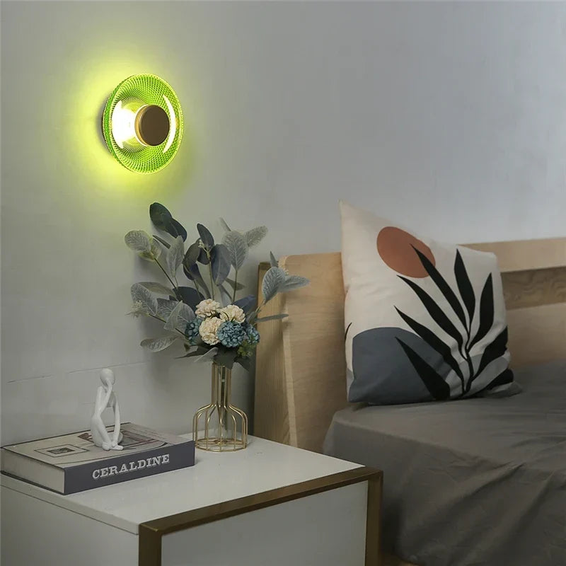 Modern colored Glass Wall Lamp | Textured LED Disc Light
