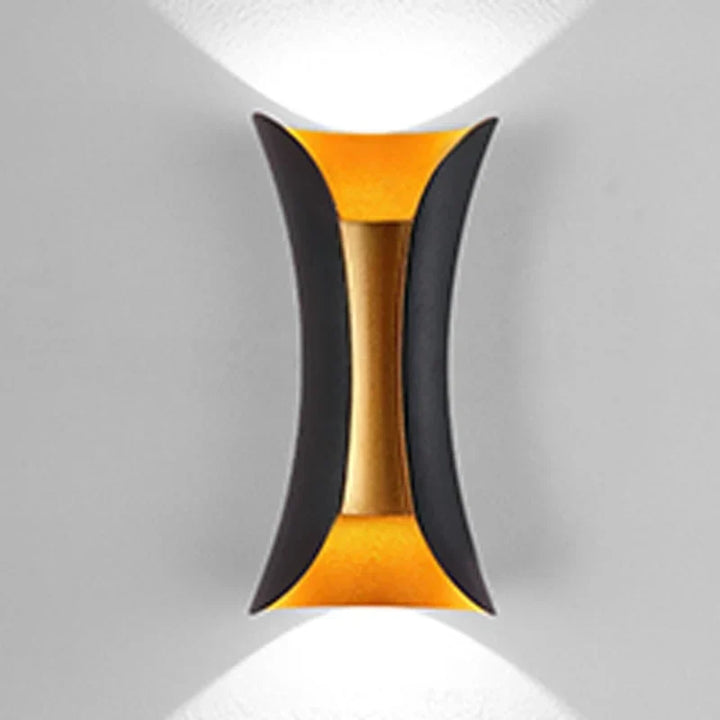 Modern Black &amp; Gold Wall Light | Waterproof LED Up &amp; Down Lamp