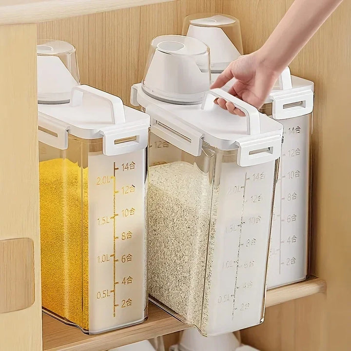 Airtight Grain Storage Container | 2.5L Rice, Cereal &amp; Flour Dispenser with Measuring Cup